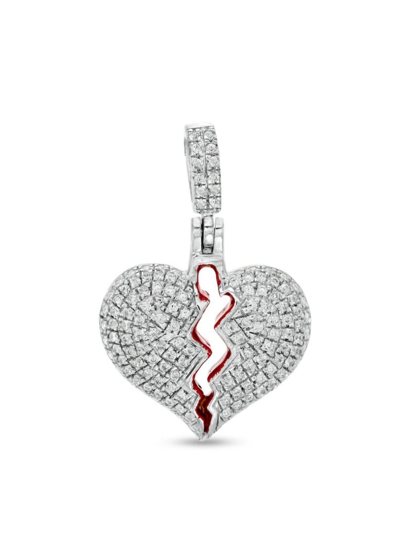 أيه كيه جويلز قلادة على شكل قلب من الفضة عيار 925 مطلية بالروديوم - Image 1